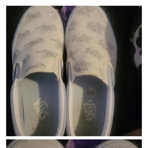 Size 8.5 baby blue and white cupid vans